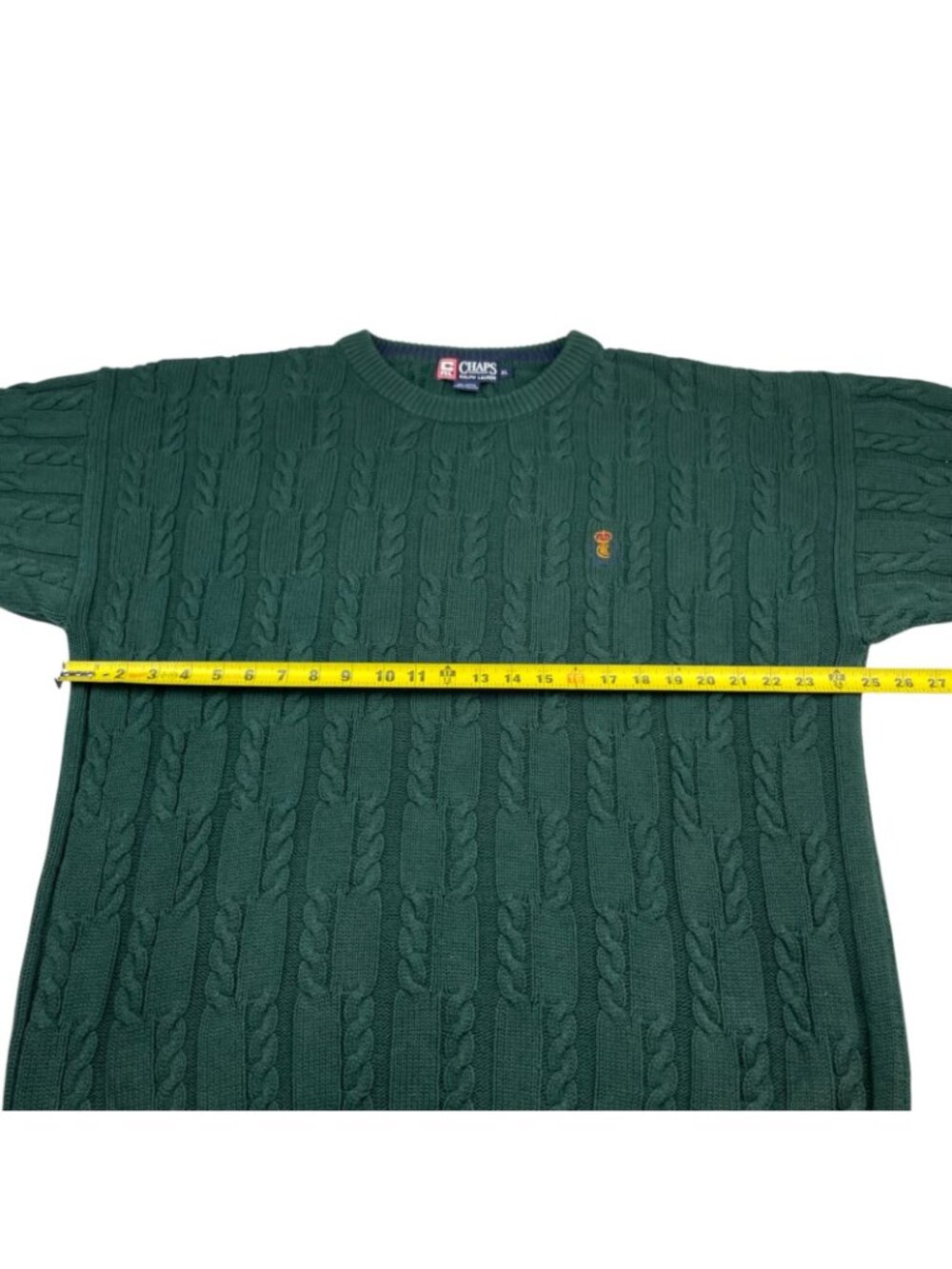 VTG Ralph Lauren Chaps Men's 100% Cotton Fisherman Cable-Knit Sweater Green • XL - Picture 5 of 6